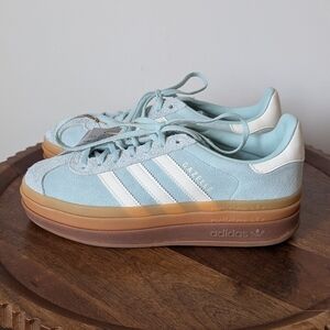 NWT Adidas Gazelle Bold Shoes W Size 8.5 Ash Green / Off White / Gum